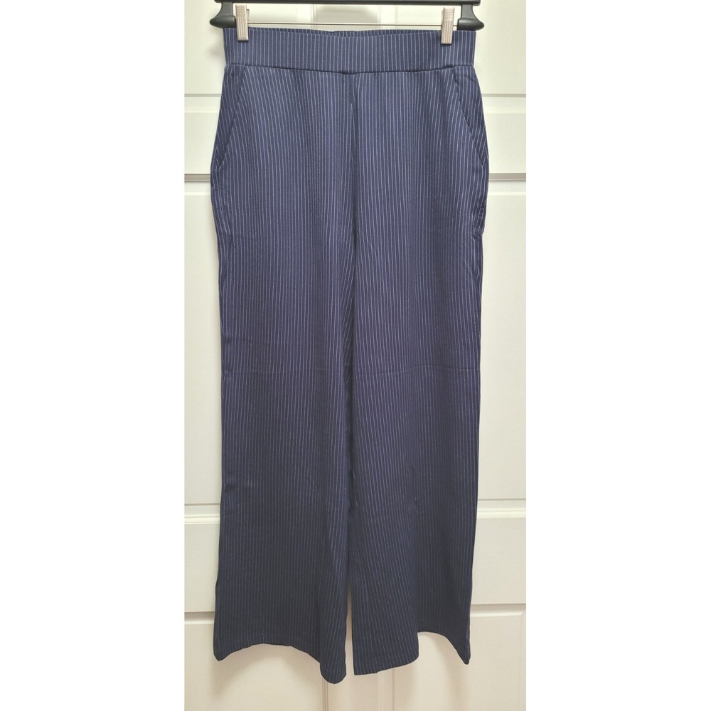 Vero Moda Women's Tailored Pinstripe Wide Leg Pants - Navy Blue - Large - NWOT